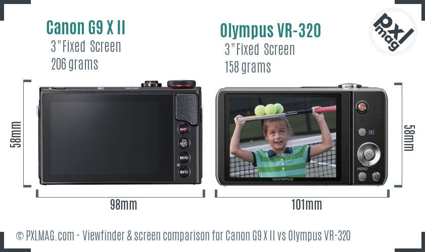 Canon G9 X II vs Olympus VR-320 Screen and Viewfinder comparison