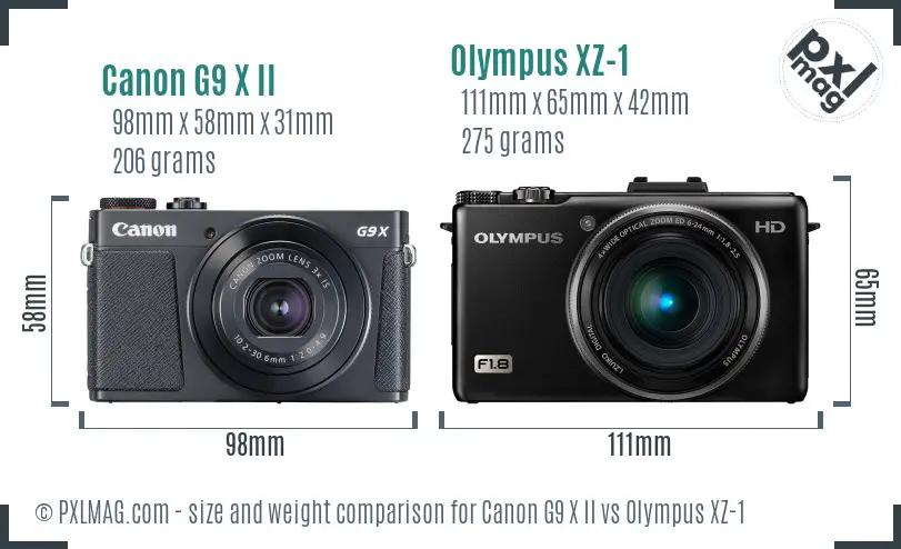 Canon G9 X II vs Olympus XZ-1 size comparison