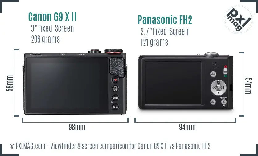 Canon G9 X II vs Panasonic FH2 Screen and Viewfinder comparison Canon G9 X II vs Panasonic FH2 Screen and Viewfinder comparison