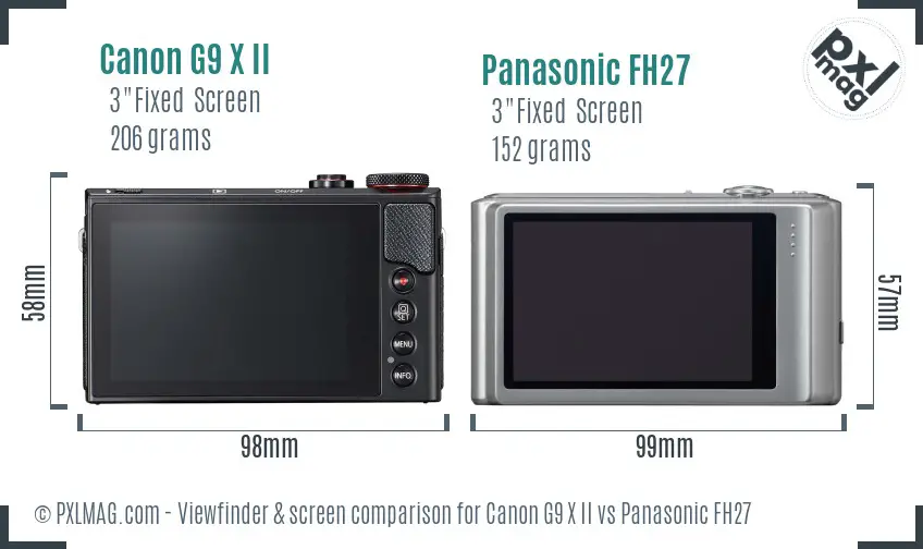Canon G9 X II vs Panasonic FH27 Screen and Viewfinder comparison Canon G9 X II vs Panasonic FH27 Screen and Viewfinder comparison