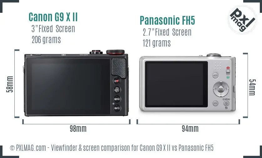 Canon G9 X II vs Panasonic FH5 Screen and Viewfinder comparison Canon G9 X II vs Panasonic FH5 Screen and Viewfinder comparison