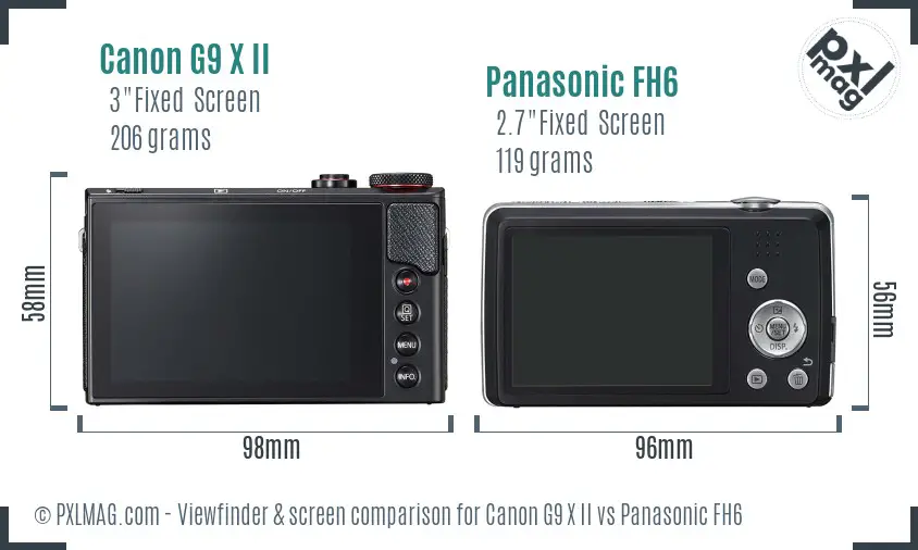 Canon G9 X II vs Panasonic FH6 Screen and Viewfinder comparison