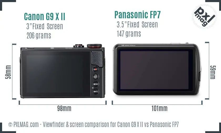 Canon G9 X II vs Panasonic FP7 Screen and Viewfinder comparison
