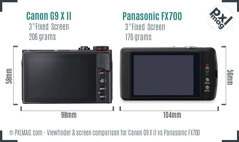 Canon G9 X II vs Panasonic FX700 Screen and Viewfinder comparison Canon G9 X II vs Panasonic FX700 Screen and Viewfinder comparison