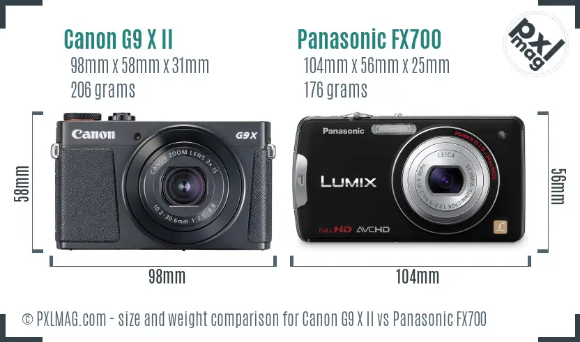 Canon G9 X II vs Panasonic FX700 size comparison Canon G9 X II vs Panasonic FX700 size comparison