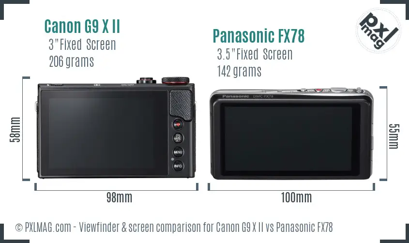 Canon G9 X II vs Panasonic FX78 Screen and Viewfinder comparison Canon G9 X II vs Panasonic FX78 Screen and Viewfinder comparison