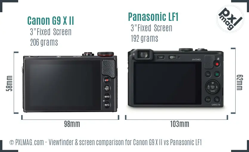 Canon G9 X II vs Panasonic LF1 Screen and Viewfinder comparison