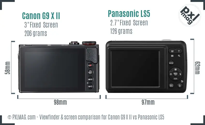 Canon G9 X II vs Panasonic LS5 Screen and Viewfinder comparison