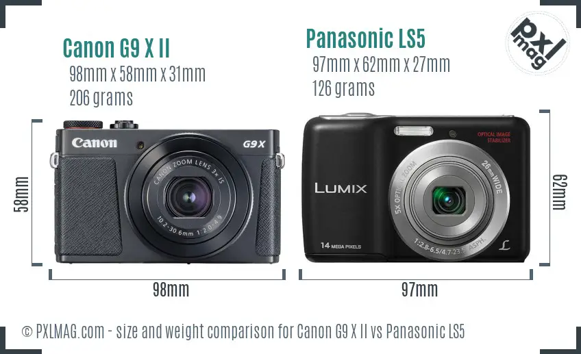Canon G9 X II vs Panasonic LS5 size comparison