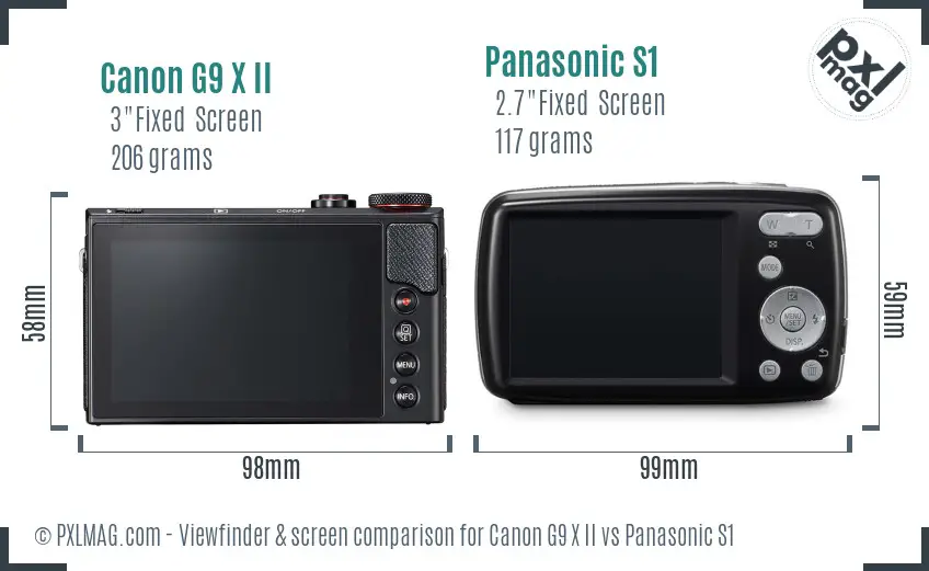 Canon G9 X II vs Panasonic S1 Screen and Viewfinder comparison