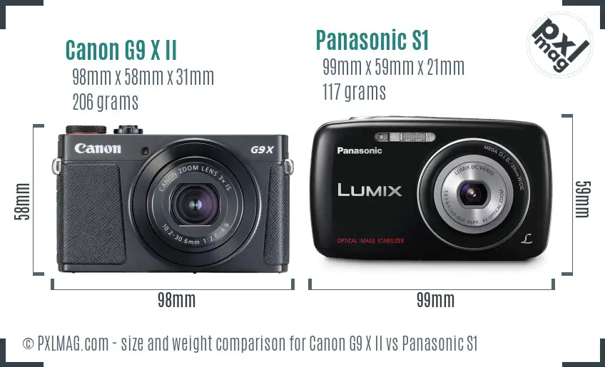 Canon G9 X II vs Panasonic S1 size comparison