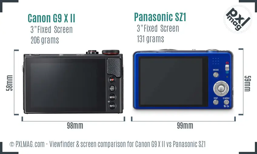 Canon G9 X II vs Panasonic SZ1 Screen and Viewfinder comparison Canon G9 X II vs Panasonic SZ1 Screen and Viewfinder comparison