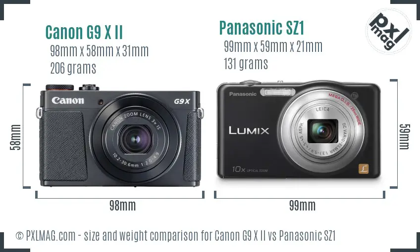 Canon G9 X II vs Panasonic SZ1 size comparison Canon G9 X II vs Panasonic SZ1 size comparison