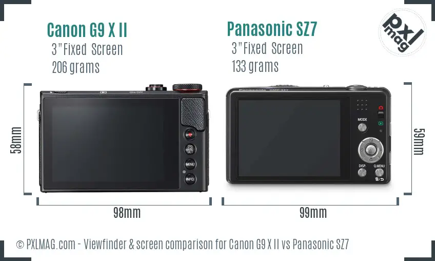 Canon G9 X II vs Panasonic SZ7 Screen and Viewfinder comparison