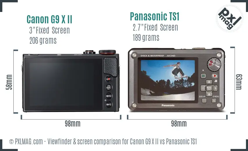 Canon G9 X II vs Panasonic TS1 Screen and Viewfinder comparison