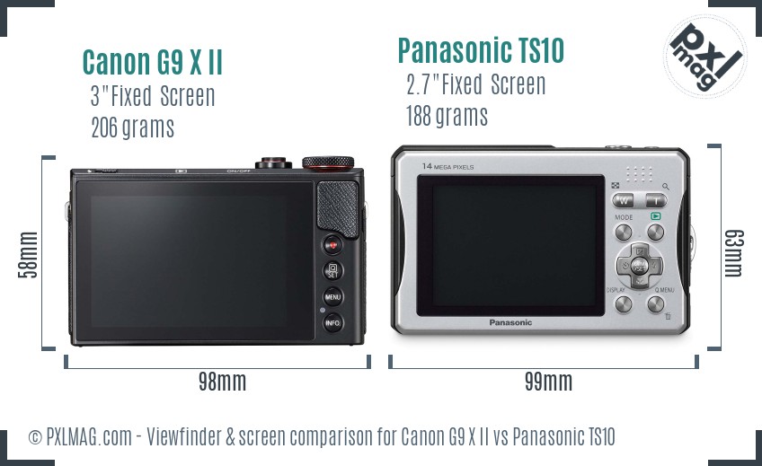 Canon G9 X II vs Panasonic TS10 Screen and Viewfinder comparison