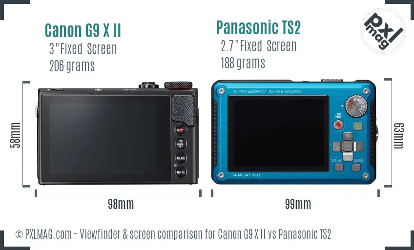 Canon G9 X II vs Panasonic TS2 Screen and Viewfinder comparison