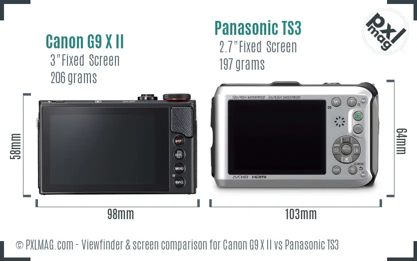 Canon G9 X II vs Panasonic TS3 Screen and Viewfinder comparison