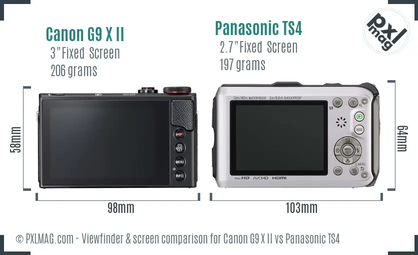 Canon G9 X II vs Panasonic TS4 Screen and Viewfinder comparison