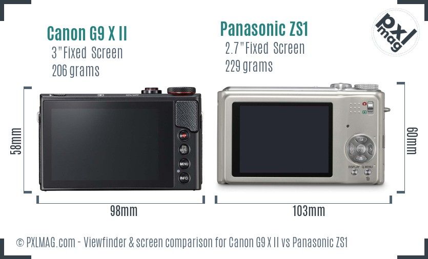 Canon G9 X II vs Panasonic ZS1 Screen and Viewfinder comparison