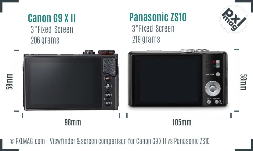 Canon G9 X II vs Panasonic ZS10 Screen and Viewfinder comparison