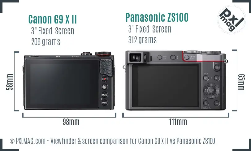Canon G9 X II vs Panasonic ZS100 Screen and Viewfinder comparison