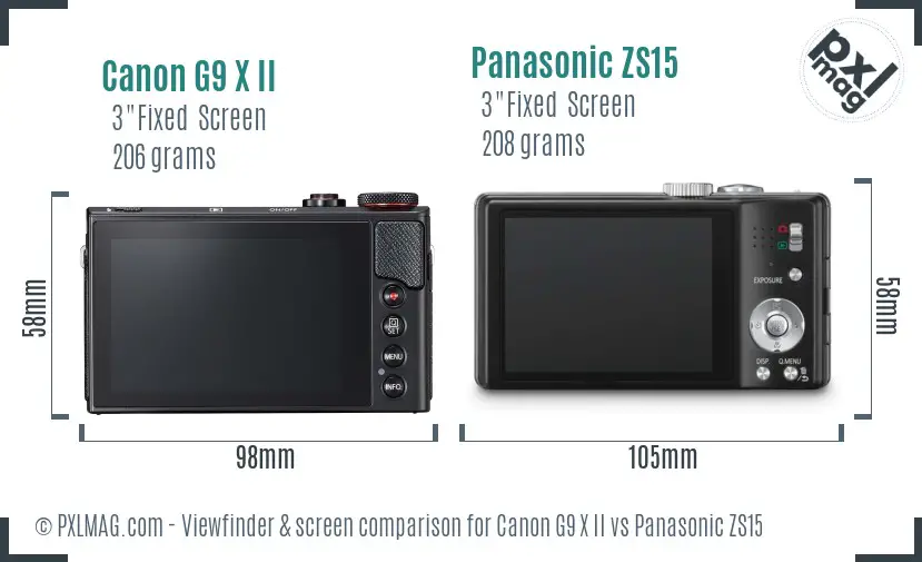 Canon G9 X II vs Panasonic ZS15 Screen and Viewfinder comparison Canon G9 X II vs Panasonic ZS15 Screen and Viewfinder comparison