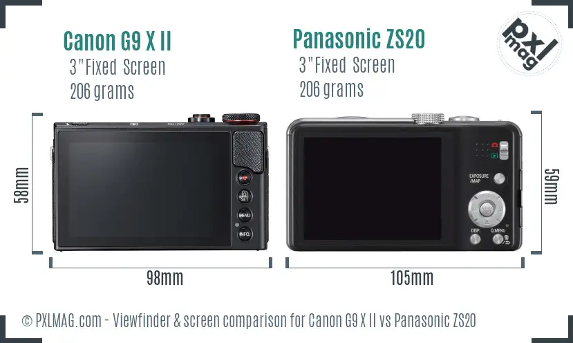 Canon G9 X II vs Panasonic ZS20 Screen and Viewfinder comparison