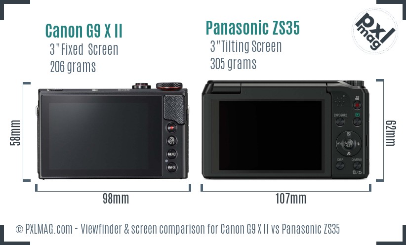 Canon G9 X II vs Panasonic ZS35 Screen and Viewfinder comparison