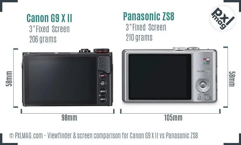 Canon G9 X II vs Panasonic ZS8 Screen and Viewfinder comparison Canon G9 X II vs Panasonic ZS8 Screen and Viewfinder comparison