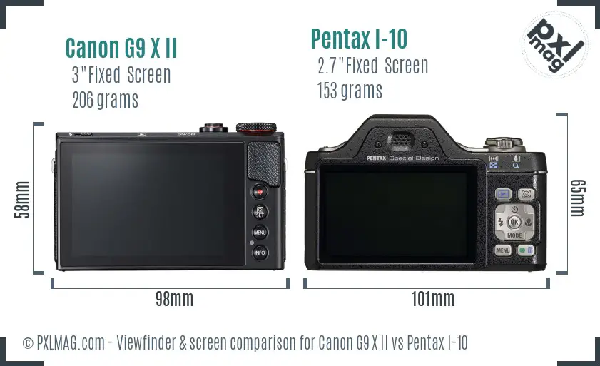 Canon G9 X II vs Pentax I-10 Screen and Viewfinder comparison
