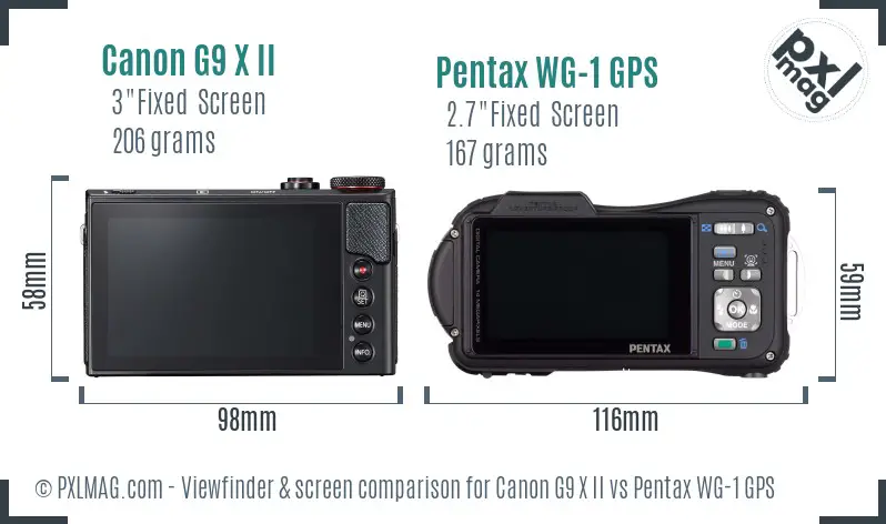 Canon G9 X II vs Pentax WG-1 GPS Screen and Viewfinder comparison