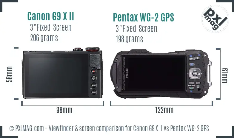 Canon G9 X II vs Pentax WG-2 GPS Screen and Viewfinder comparison