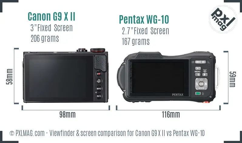 Canon G9 X II vs Pentax WG-10 Screen and Viewfinder comparison