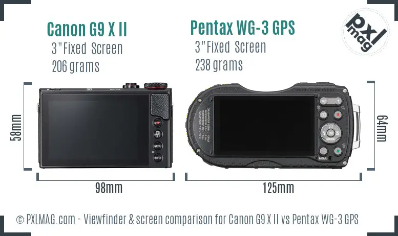 Canon G9 X II vs Pentax WG-3 GPS Screen and Viewfinder comparison Canon G9 X II vs Pentax WG-3 GPS Screen and Viewfinder comparison