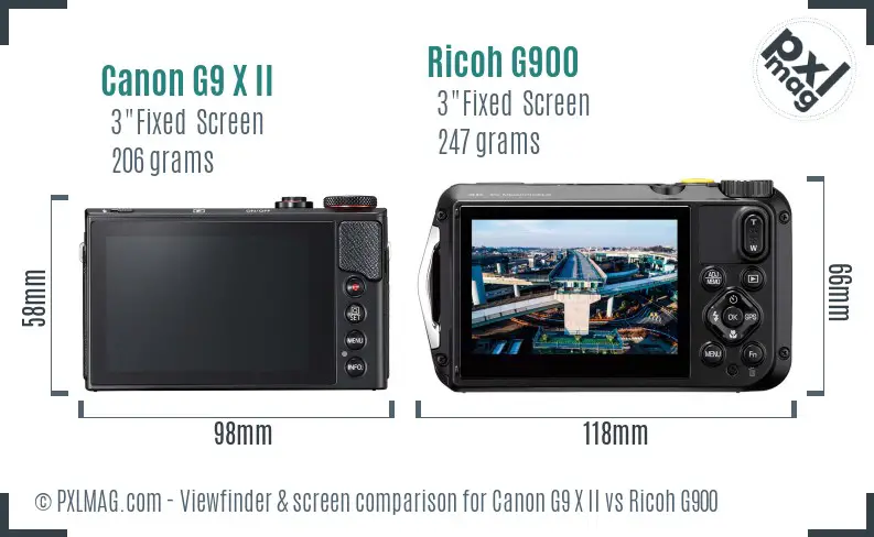 Canon G9 X II vs Ricoh G900 Screen and Viewfinder comparison