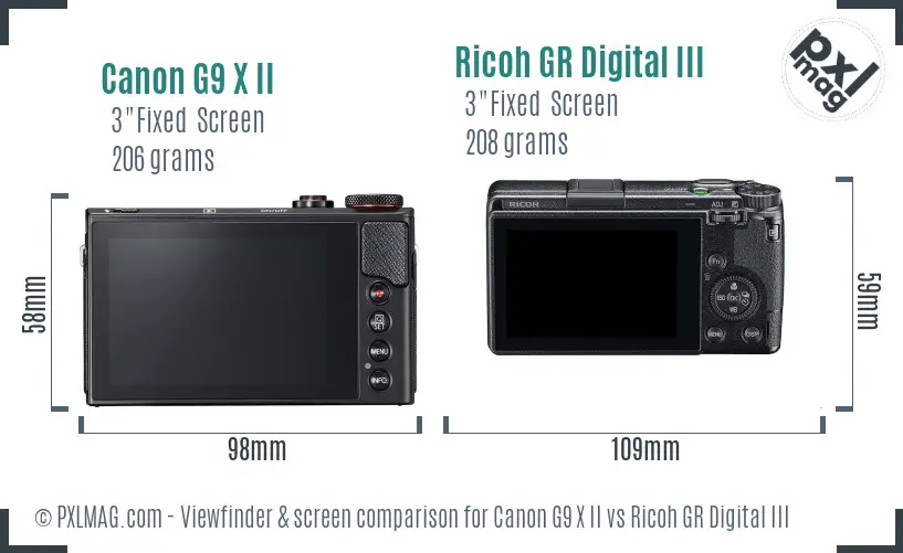 Canon G9 X II vs Ricoh GR Digital III Screen and Viewfinder comparison Canon G9 X II vs Ricoh GR Digital III Screen and Viewfinder comparison