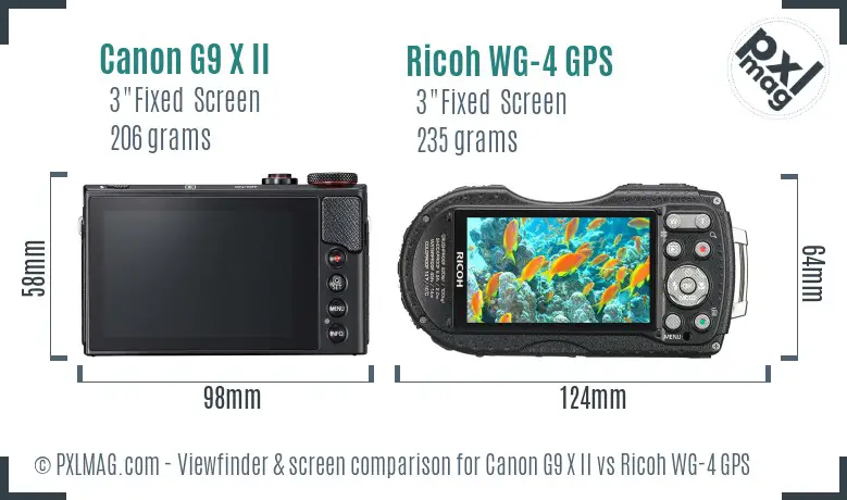 Canon G9 X II vs Ricoh WG-4 GPS Screen and Viewfinder comparison