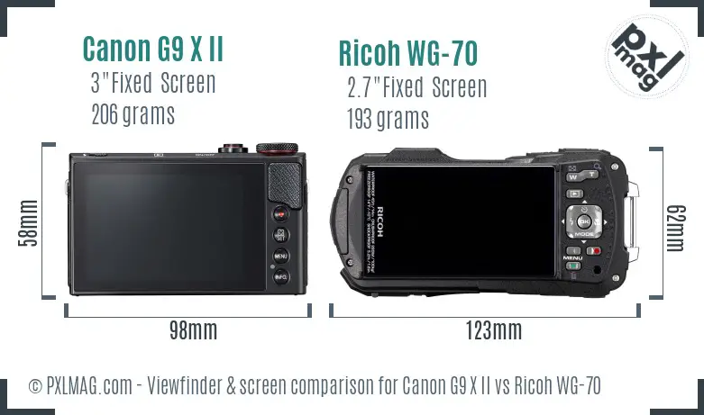 Canon G9 X II vs Ricoh WG-70 Screen and Viewfinder comparison Canon G9 X II vs Ricoh WG-70 Screen and Viewfinder comparison