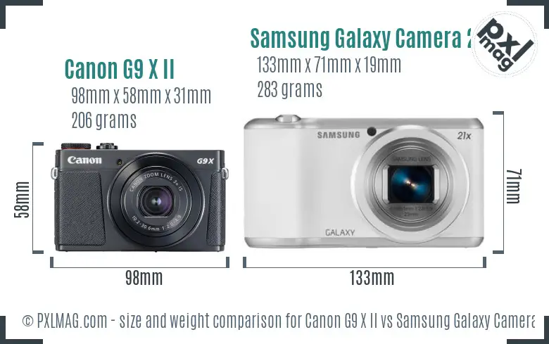 Canon G9 X II vs Samsung Galaxy Camera 2 size comparison Canon G9 X II vs Samsung Galaxy Camera 2 size comparison