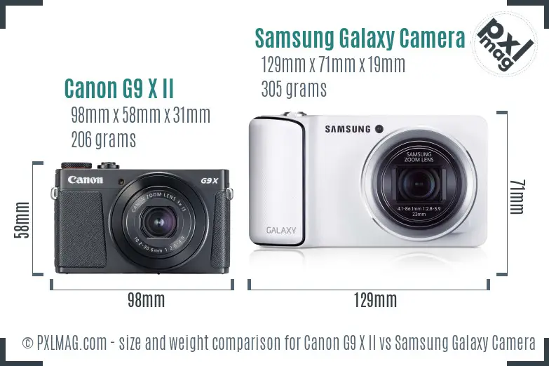 Canon G9 X II vs Samsung Galaxy Camera 3G size comparison