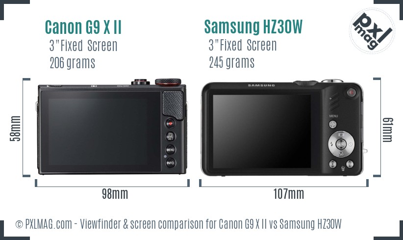Canon G9 X II vs Samsung HZ30W Screen and Viewfinder comparison