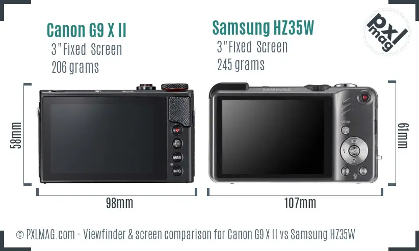 Canon G9 X II vs Samsung HZ35W Screen and Viewfinder comparison