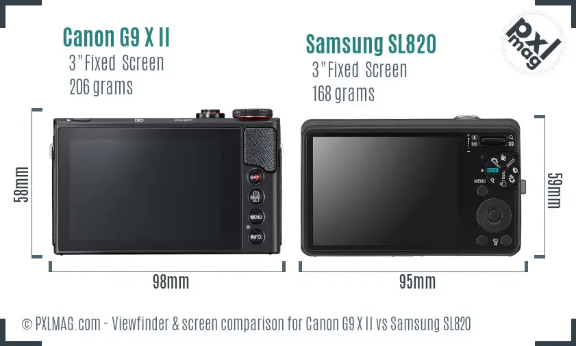 Canon G9 X II vs Samsung SL820 Screen and Viewfinder comparison Canon G9 X II vs Samsung SL820 Screen and Viewfinder comparison