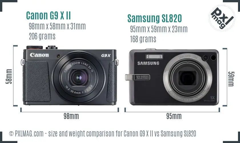 Canon G9 X II vs Samsung SL820 size comparison Canon G9 X II vs Samsung SL820 size comparison