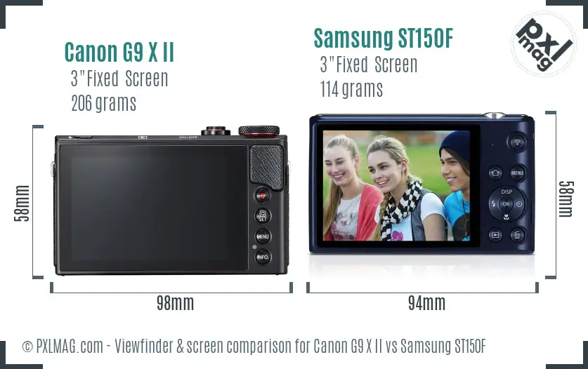 Canon G9 X II vs Samsung ST150F Screen and Viewfinder comparison