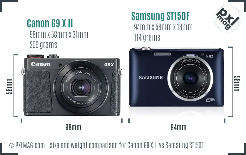 Canon G9 X II vs Samsung ST150F size comparison