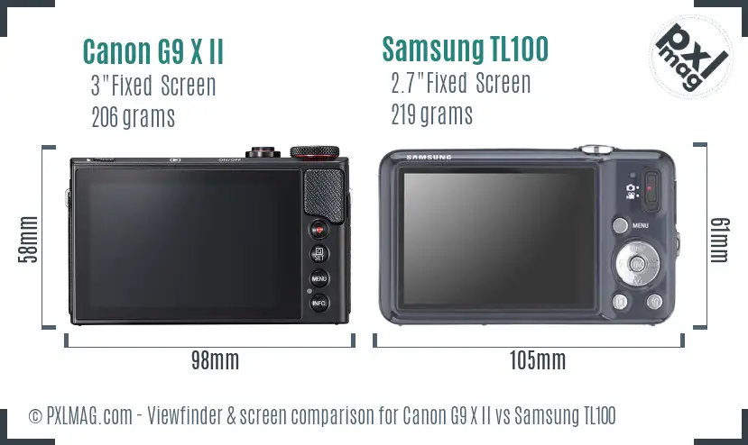 Canon G9 X II vs Samsung TL100 Screen and Viewfinder comparison