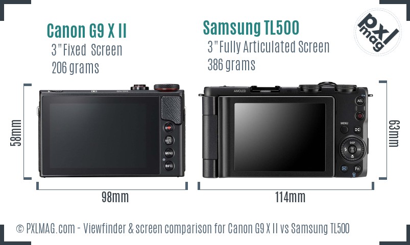 Canon G9 X II vs Samsung TL500 Screen and Viewfinder comparison