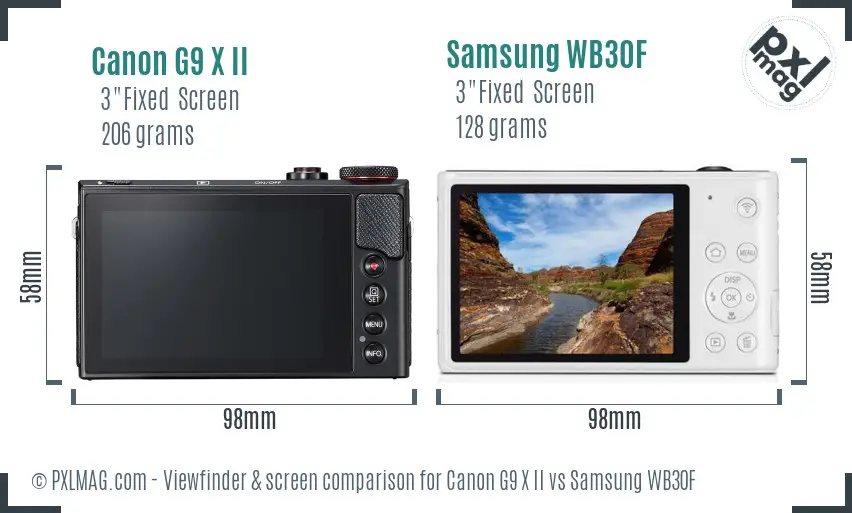Canon G9 X II vs Samsung WB30F Screen and Viewfinder comparison Canon G9 X II vs Samsung WB30F Screen and Viewfinder comparison